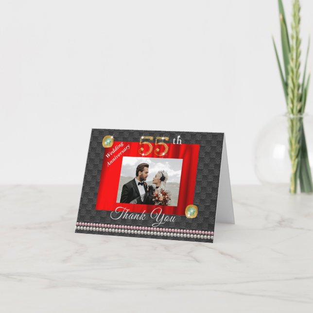 Gold Emerald 55th Wedding Anniversary Thank You (Front)