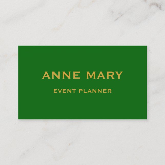 Gold Emerald Green Elegant Wedding Event Planner Business Card (Front)