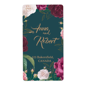 Gold & Emerald Green Floral Label