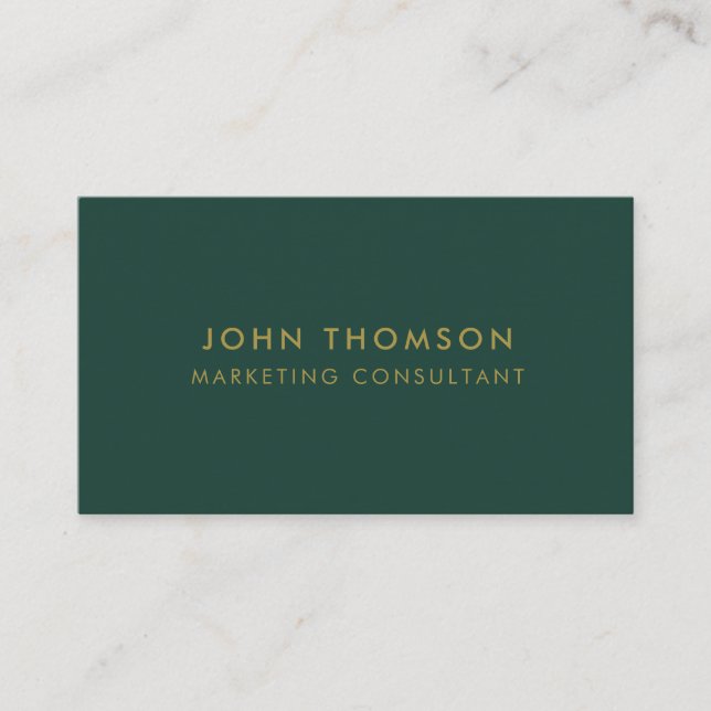 Gold Emerald Green Minimalist Modern Professional Business Card (Front)