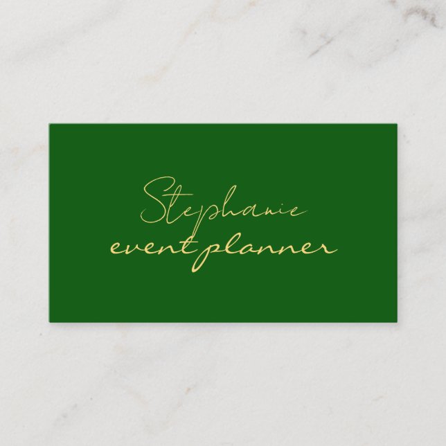 Gold Emerald Green Modern Custom Name Professional Business Card (Front)