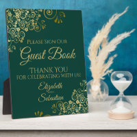 Gold & Emerald Green Sign Our Guest Book Wedding