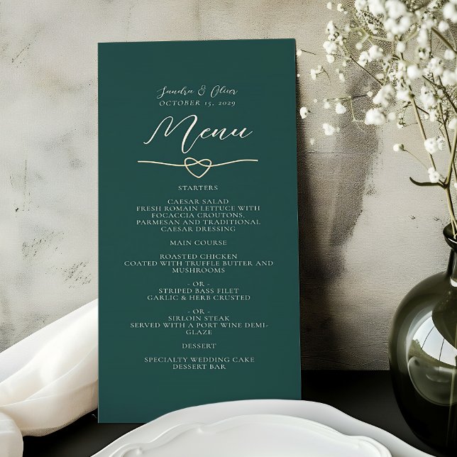 Gold Emerald Green Wedding Menu (Creator Uploaded)