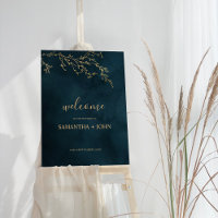 Gold & Emerald Green Wedding Welcome Sign