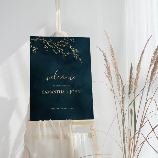 Gold & Emerald Green Wedding Welcome Sign (Creator Uploaded)