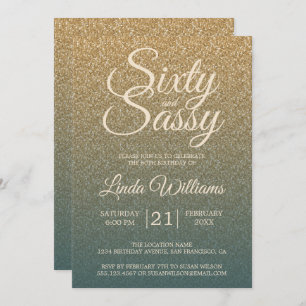 Gold Emerald Sassy 60th Birthday Invitation