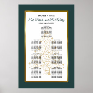 Gold Emerald Winter Wedding Seating Chart