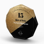 Gold Employee 15 years of service recognition logo Acrylic Award<br><div class="desc">Show your employees how much you value their dedication and loyalty with our Custom Employee Years of Service Recognition Logo Acrylic Award. This elegant trophy-style acrylic block serves as a timeless symbol of appreciation and allows you to personalize it with the employee's name, years of service (seen here with 15...</div>