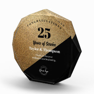 Gold Employee 25 years of service recognition logo Acrylic Award