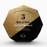 Gold Employee 5 years of service recognition logo Acrylic Award<br><div class="desc">Show your employees how much you value their dedication and loyalty with our Custom Employee 5 Years of Service Recognition Logo Acrylic Award. This elegant trophy-style acrylic block serves as a timeless symbol of appreciation and allows you to personalize it with the employee's name, years of service, and a special...</div>