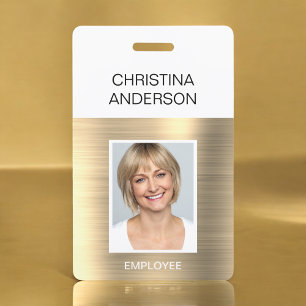 Gold Employee  - Name Photo Corporate Metallic Badge