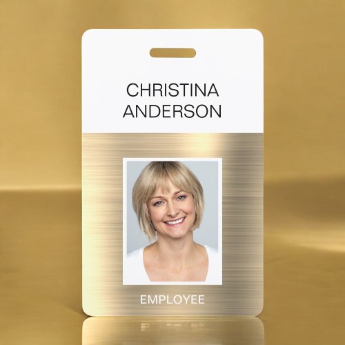 Gold Employee  _ Name Photo Corporate Metallic Badge