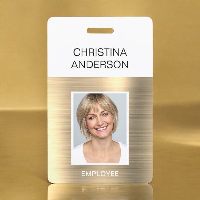 Gold Employee  - Name Photo Corporate Metallic Badge (Creator Uploaded)