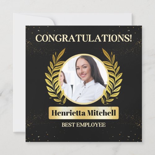  Gold Employee of the month recognition award card