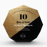 Gold Employee years of service recognition logo Acrylic Award<br><div class="desc">Show your employees how much you value their dedication and loyalty with our Custom Employee Years of Service Recognition Logo Acrylic Award. This elegant trophy-style acrylic block serves as a timeless symbol of appreciation and allows you to personalize it with the employee's name, years of service, and a special message....</div>