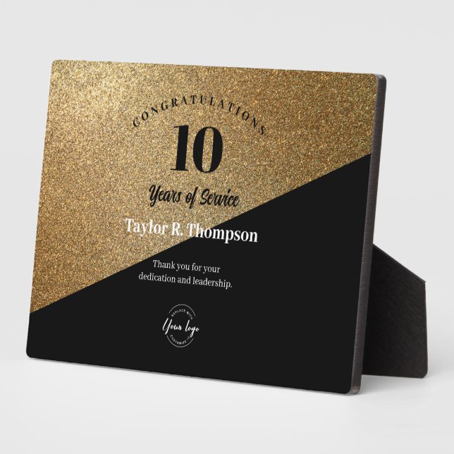 Gold Employee years of service recognition logo Plaque (Side)