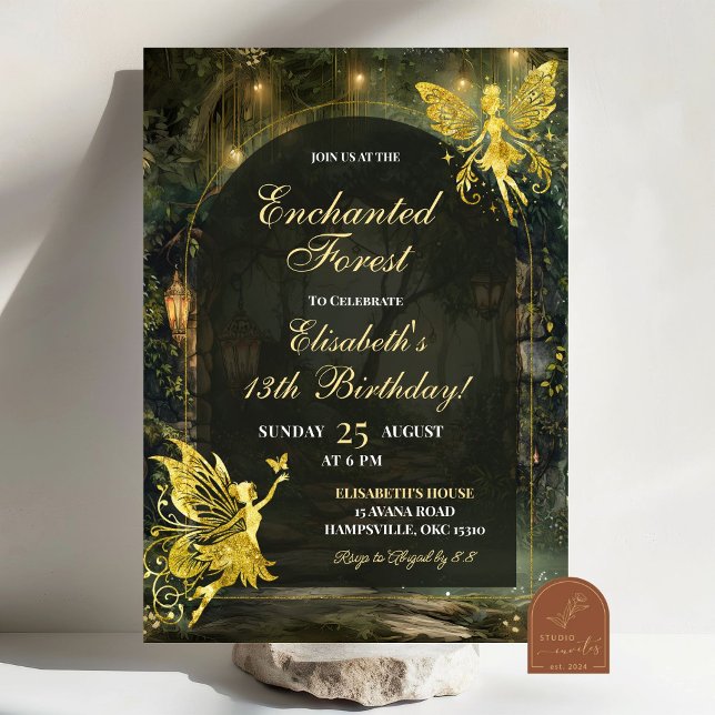 Gold Enchanted Forest Fairy Birthday Girl Invitation (Creator Uploaded)