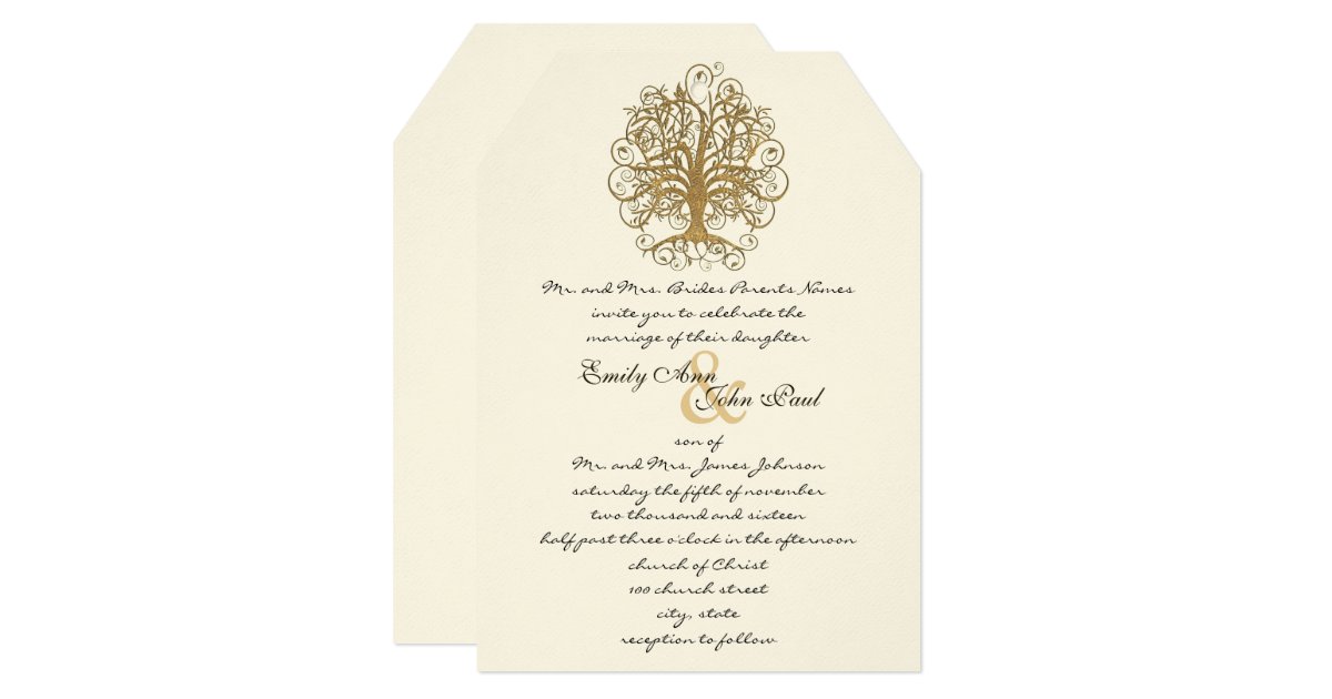 Gold Enchanted Forest Wedding Invitation | Zazzle.com