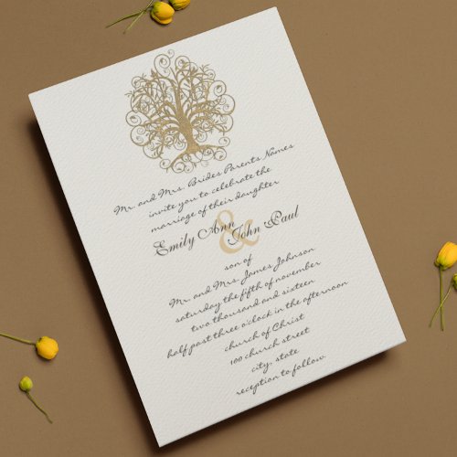 Gold Enchanted Forest Wedding Invitation