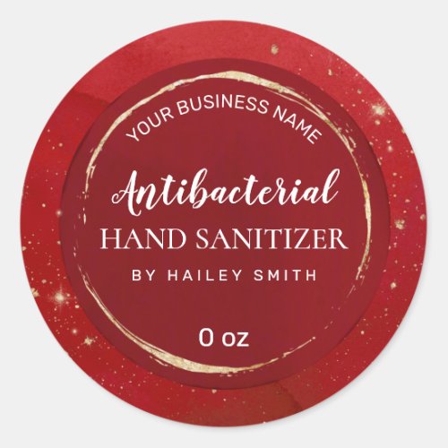 Gold Encrusted Red Hand Sanitizer Labels