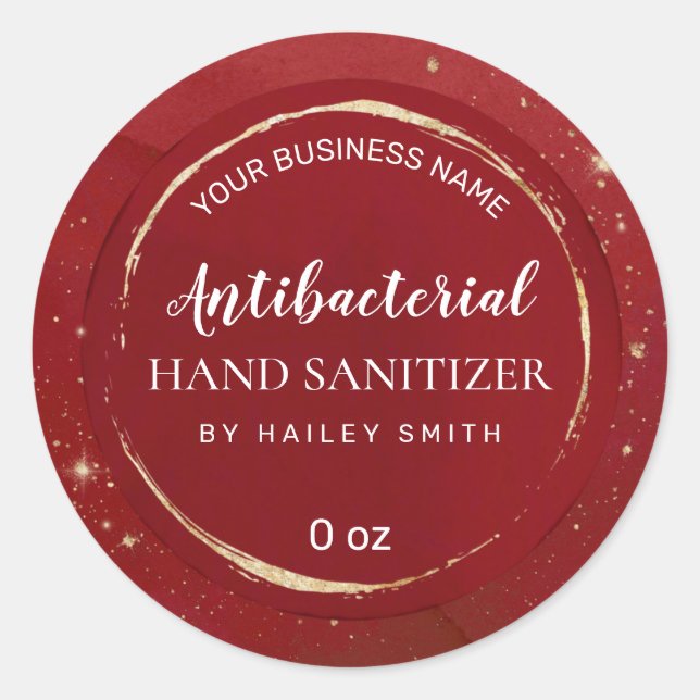 Gold Encrusted Red Hand Sanitizer Labels (Front)