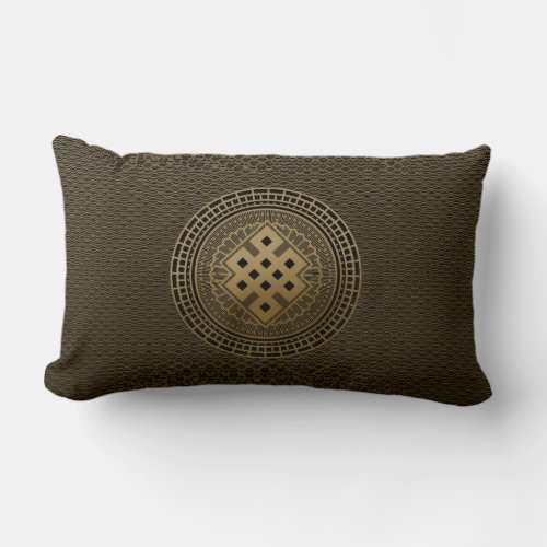 Gold Endless Knot  in Mandala Lumbar Pillow