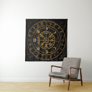 Gold Energy Norse Runes Altar Cloth - Tarot Cloth Tapestry