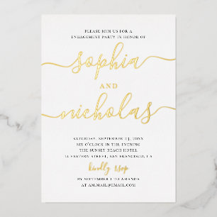 Gold Engagement Party   Elegant Minimalist Wedding Foil Invitation