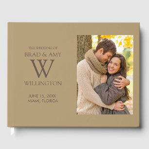 Gold Engagement Photo Wedding Bride Groom Guest Book