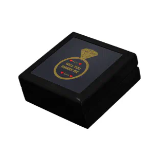 Gold Engagement Ring Red Hearts Will You Marry Me Gift Box