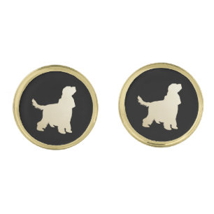 Gold English Cocker Spaniel on Black Cufflinks
