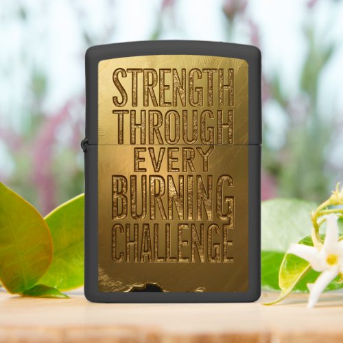 Gold Engraved Strength Zippo Lighter