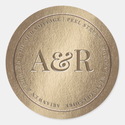 Gold Envelope Sticker with Monogram