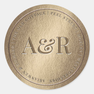 Gold Envelope Sticker with Monogram