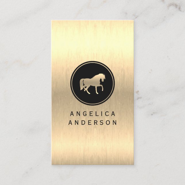 Gold Equestrian Horseback Riding Business Card (Front)