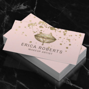Gold Esthetic Splatter Blush Pink Beauty Salon SPA Business Card