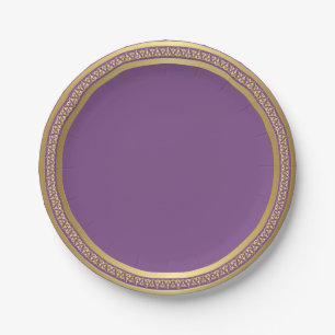 Gold Eternal Band Paper Plates-Purple 7" Paper Plates