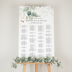 Gold Eucalyptus Alphabetical Seating Chart
