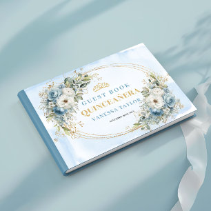 Gold Eucalyptus Boho Guest Book Pastel Blue Quince