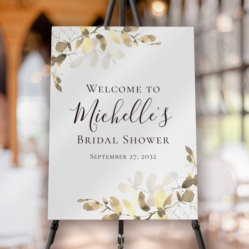 Gold Eucalyptus Bridal Shower Welcome Sign