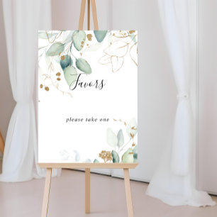  Gold Eucalyptus Calligraphy Favors Sign