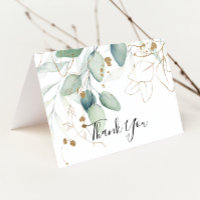 Gold Eucalyptus Calligraphy Folded Wedding