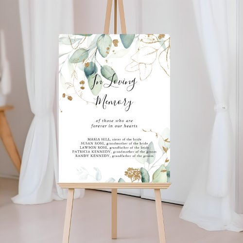  Gold Eucalyptus Calligraphy In Loving Memory Sign