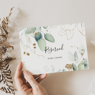 Gold Eucalyptus Calligraphy Reserved Sign