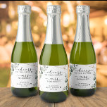 Gold Eucalyptus Cheers Bridal Shower Favor Sparkling Wine Label<br><div class="desc">Elegant eucalyptus greenery with gold geometric shape framing script and classic typography for bridal shower favors.</div>