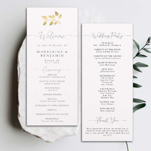 Gold Eucalyptus Elegant Formal Wedding Program