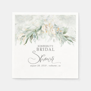 Gold Eucalyptus Greenery Boho Bridal Shower Napkins