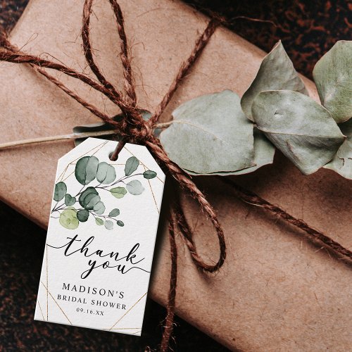 Gold Eucalyptus Greenery Bridal Shower Favor Gift Tags