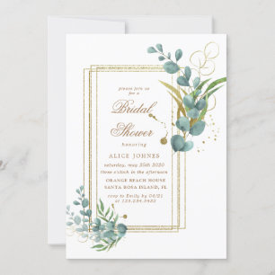 gold eucalyptus greenery bridal shower Invitation