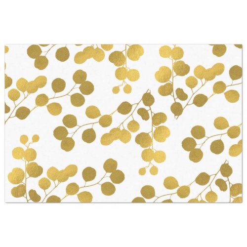 Gold Eucalyptus Leaves Foliage Metallic Pattern  Tissue Paper